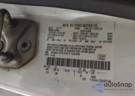 2014 Ford Transit Connect Xl z USA, uszkodzony, nr VIN NM0LS7E72E1142208